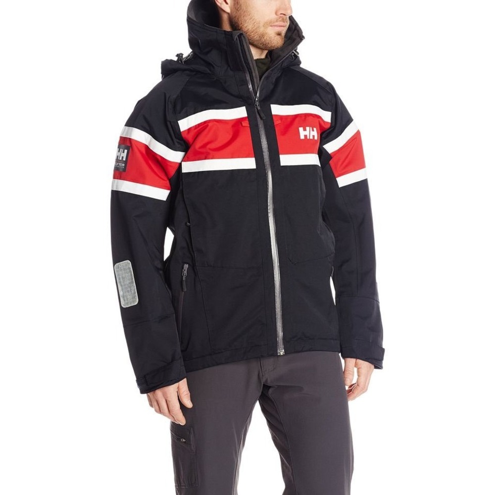 Helly Hansen Men's Jacket Hooded Salt Sailing Black Red Large